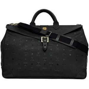 MCM 2-Way Boston Bag ec-24708 Black Visetos PVC Leather with Flap, Black, Men...